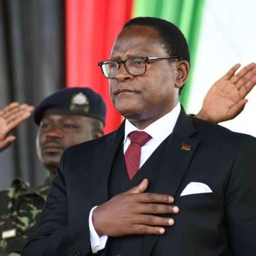 Malawi's newly elected President Lazarus Chakwera takes the oath of office in Lilongwe, Malawi, Sunday June 28, 2020.