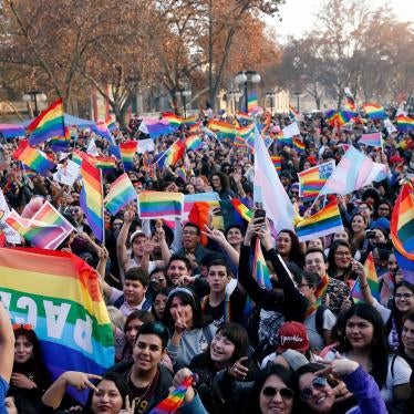 People take part in the annual Pride parade in support of the LGBT community, in Santiago, Chile, on June 22, 2019.