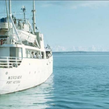 An archival photo of a boat at sea