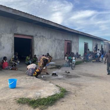 Exterior of a market turned into a camp for displaced persons