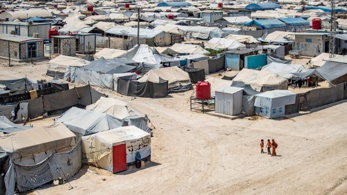 Kurdish-run al-Hol camp, which holds relatives of suspected Islamic State group fighters, in Syria's northeastern Hasakeh governorate.