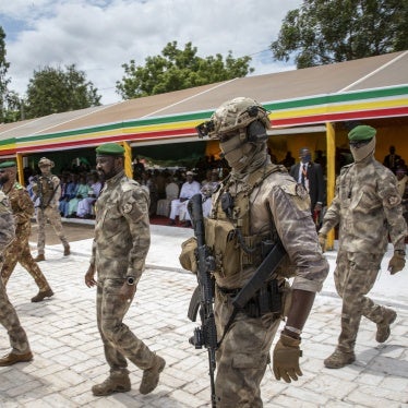 The leader of Mali's junta, Lt. Col. Assimi Goita, center, in Bamako, Mali, September 22, 2022. 