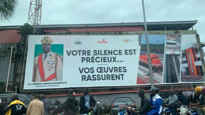 Poster of Gen. Mamady Doumbouya in Conakry's streets, Guinea, September 2024 