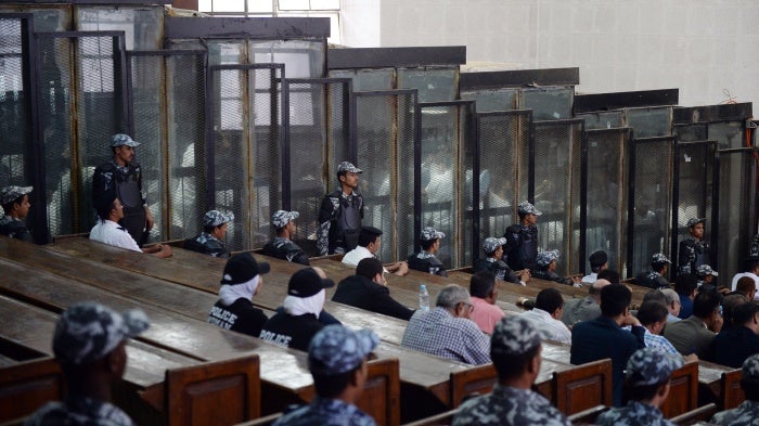  A courtroom with soundproof glass in Cairo, Egypt, September 8, 2018. 