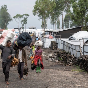 Civilians flee the Nzulo camp to Goma.