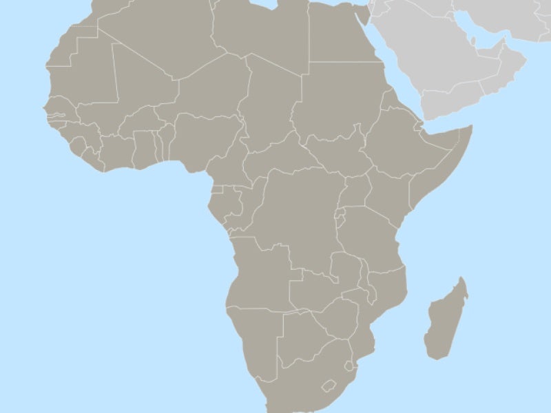 Map of Africa with neighboring countries with highlighted members of the African Union