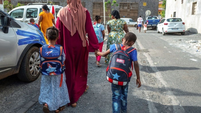 Children on their way to school 