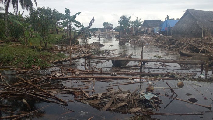 The Guna Indigenous community of Ukupa in Panama during a flood in December 2024. 