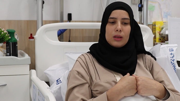 Shaima Suhail Abu Jazar in her hospital room in Doha, Qatar, June 2024. 