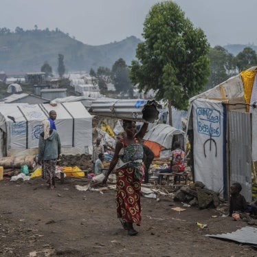 People displaced by the fighting between the M23 armed group and Congolese government forces leave their camp after the M23 ordered their displacement, Goma, Democratic Republic of Congo, February 11, 2025.