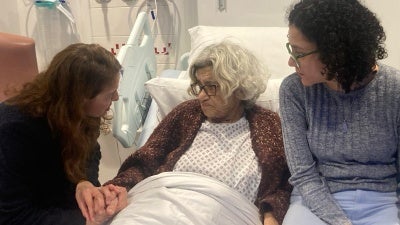 Yasmine Ahmed (left) with Laila Soueif and her daughter Sanaa Seif (right) 